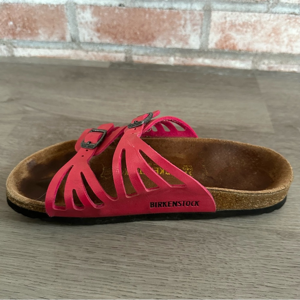 Birkenstock Granada Pink Sandals Women’s 37 Narrow 6 Double Strap Leather Slide - Picture 6 of 8